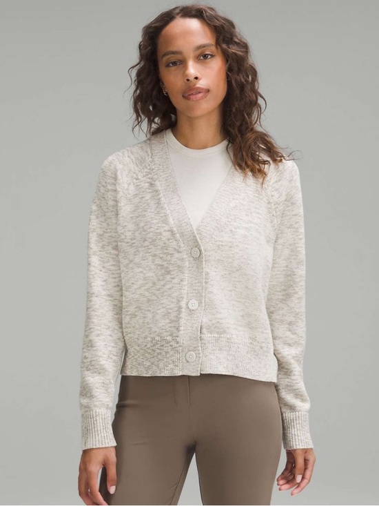 lululemon athletica Sweaters - lululemon athletica Boxy Cotton-Blend Cardigan — Bone/Raw Linen